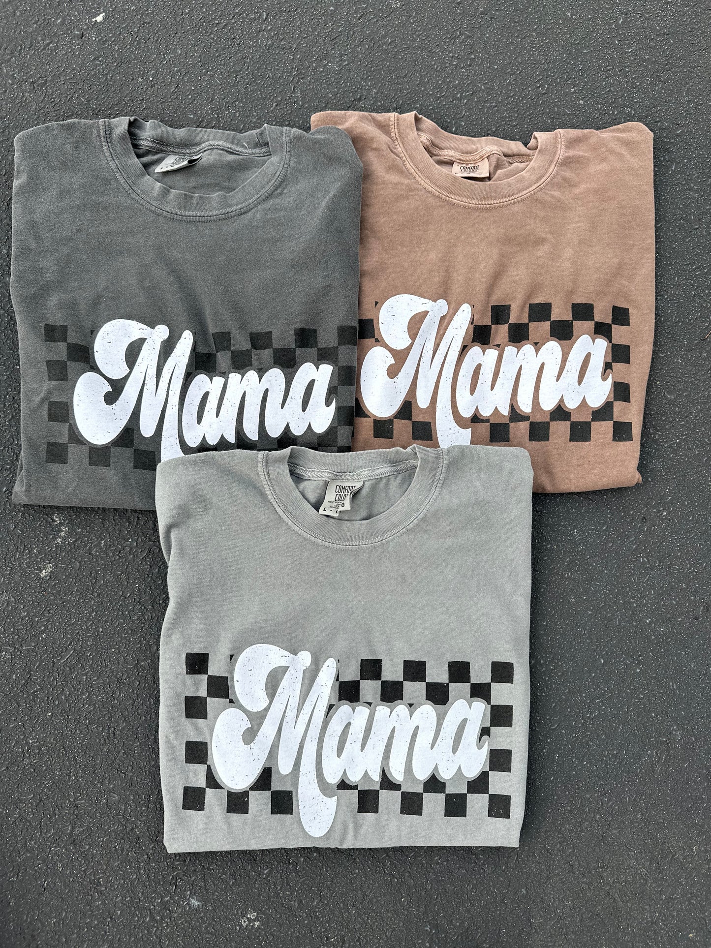 Mama Neutral Checkered Tee